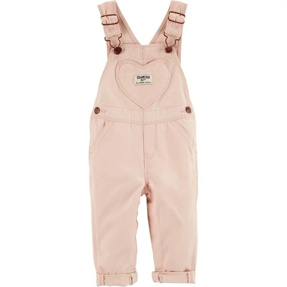 OSHKOSH B’GOSH HEART POCKET PINK OVERALLS SIZE 24M